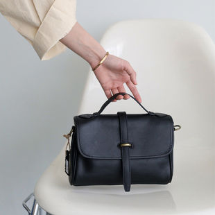 脱毒家 “小方糖”真皮单肩包拉链复古斜跨手提高级感小众包包女