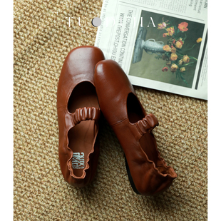 脱毒家 茶歇时刻丨羊皮玛丽珍鞋浅口平底鞋真皮文艺复古女鞋单鞋