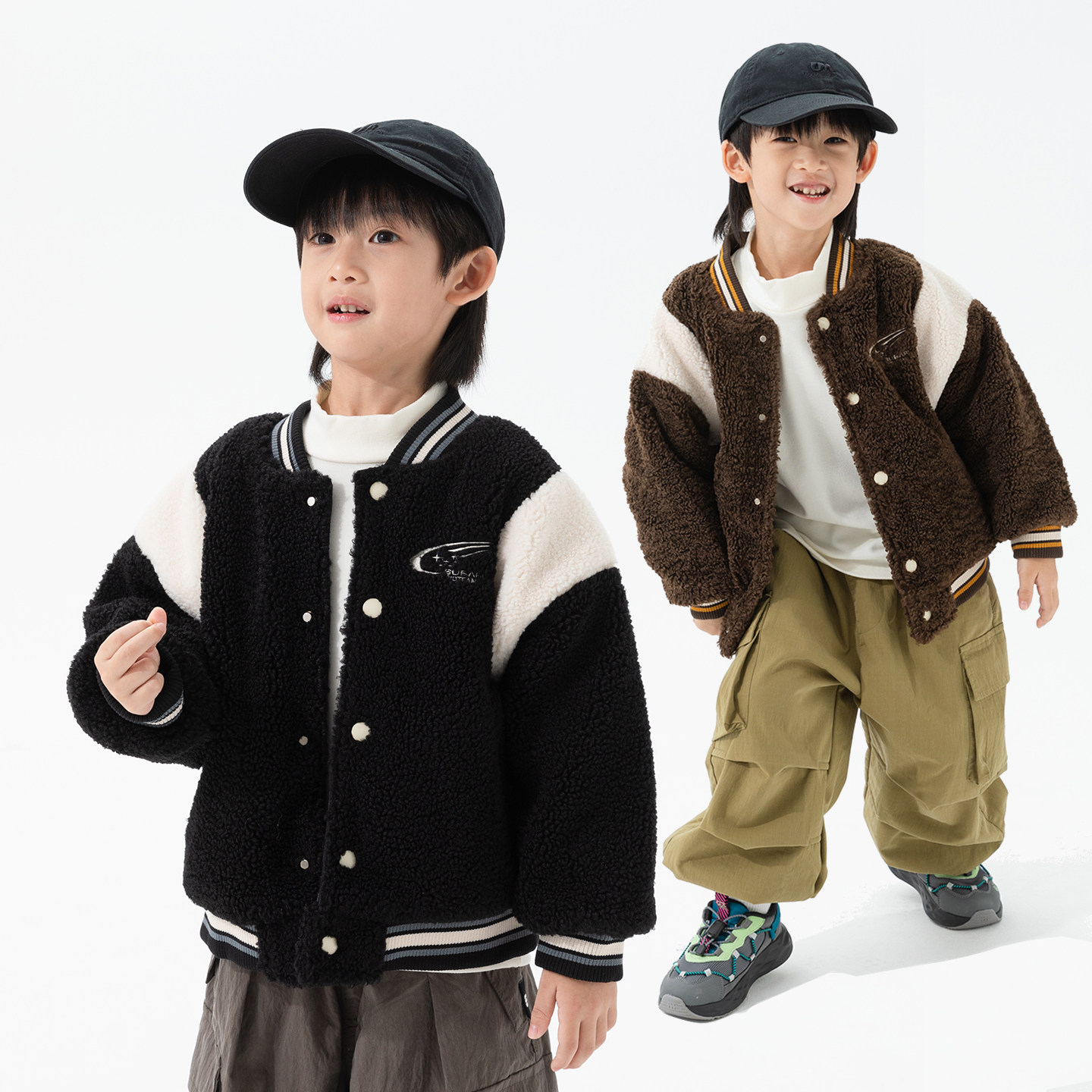 米修叻男童羊羔毛外套加厚夹棉