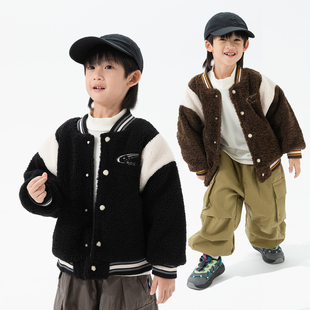 年终清仓 米修叻男童秋冬加绒羊羔毛外套加厚夹棉棒球服上衣洋气