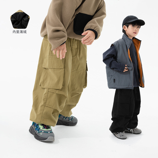 洋气百搭深秋保暖裤 米修叻男童薄绒工装 儿童户外长裤 秋冬款 子 裤