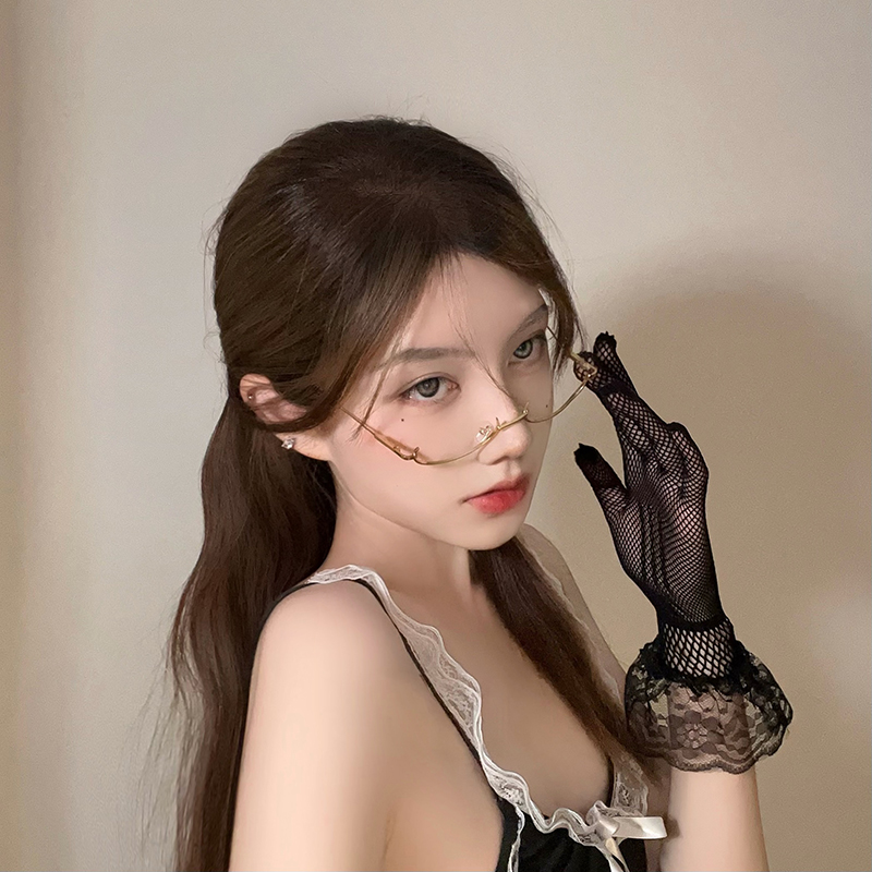网红纯欲风无镜片眼镜框装饰御姐秘书下半框眼镜架直播摆拍照道具
