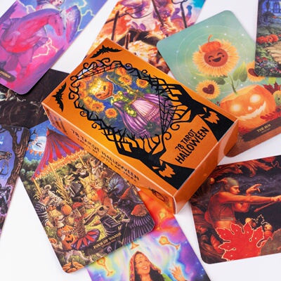 欧美可爱万圣节塔罗牌 南瓜灯搞怪韦特卡牌 the hollow tarot