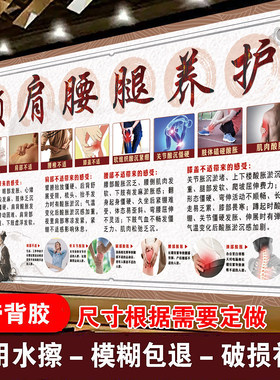 颈肩腰腿疼挂图中医养生馆颈椎疼痛调理海报推拿店宣传装饰画广告
