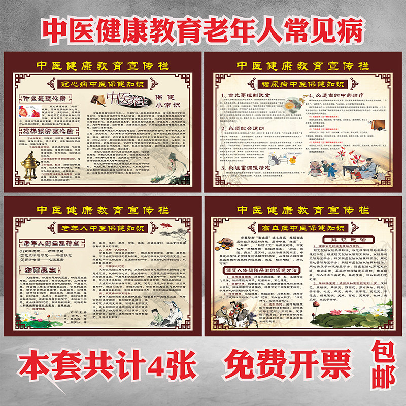 医院社区中医健康教育宣传栏海报挂画中老年疾病糖尿病高血压三高