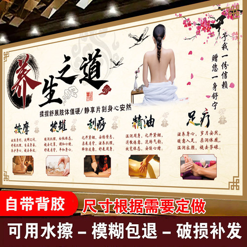 养生之道刮痧足疗艾灸图装饰画