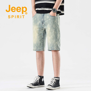 新款 JEEP 直筒 SPIRIT夏季 男水洗怀旧复古时尚 百搭五分裤 牛仔短裤