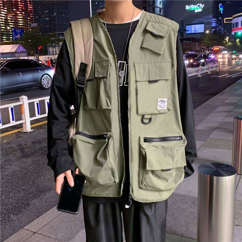 DARK FUNCTION TACTICAL TOOLING VEST MALE LOOSE TIDE BRAND INS WILD TREND MULTI-POCKET VEST VEST JACKET