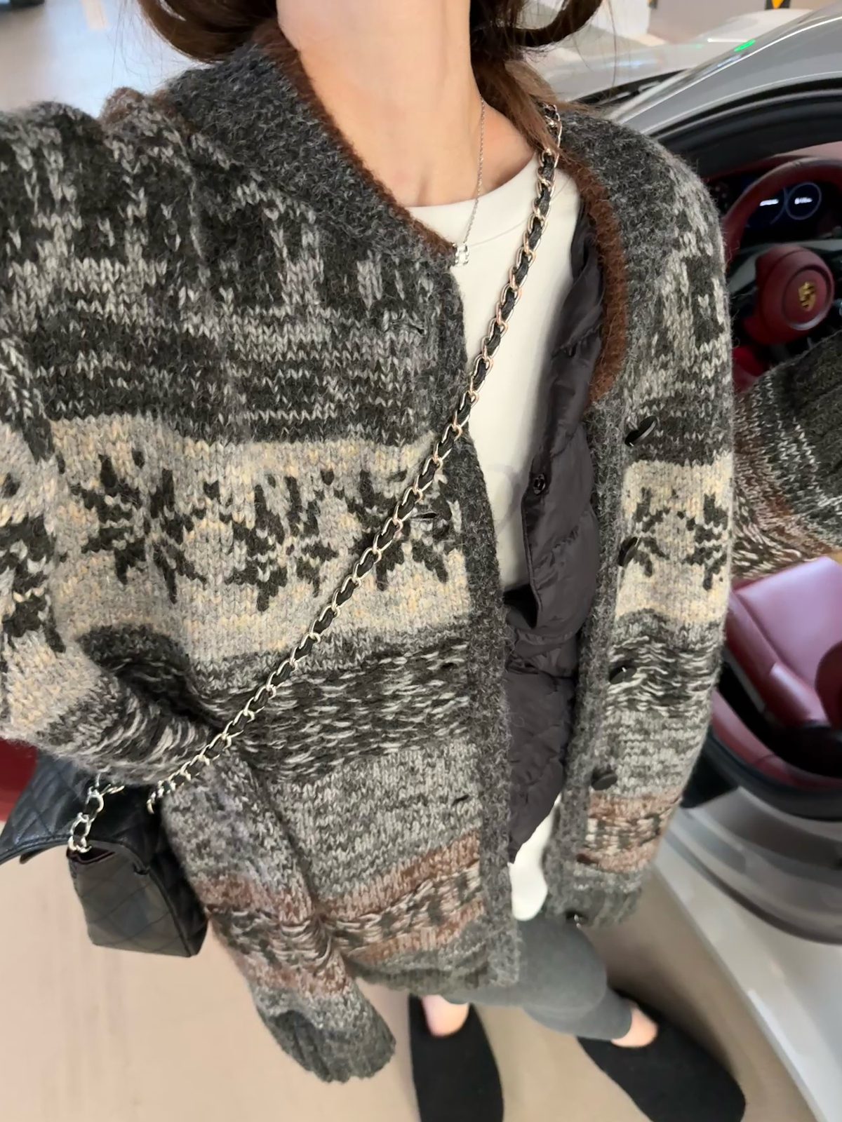 区别市场版！独一份的厚实！格雷系多层图案费尔岛提花羊毛开衫毛