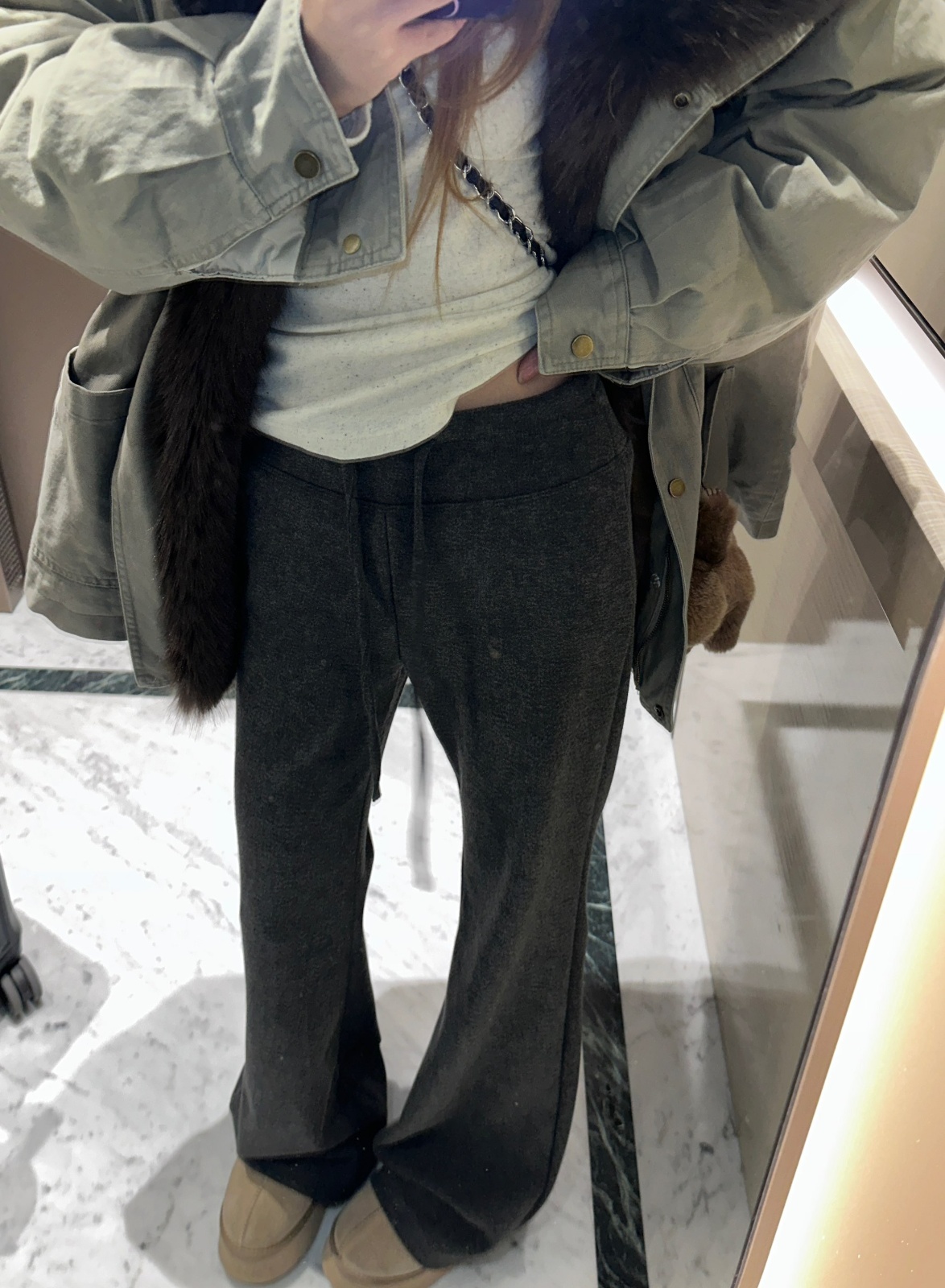 480克 加绒加厚！醋酸蚕丝羊毛小宽松微喇叭裤毛呢裤显瘦神裤！