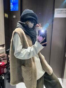 廓形通勤叠穿仿皮草马甲 轻盈宽松显瘦中长款无袖背心外套女
