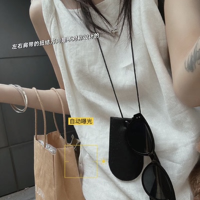 显瘦不规则扭结白色亚麻无袖背心上衣 松弛感宽松亚麻上衣设计感