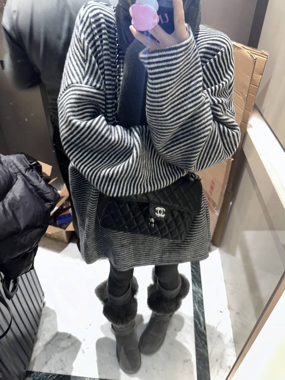 表层绒毛感！像一件粗针毛衣一样的加厚条纹T恤上衣 宽松显瘦韩系