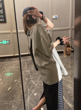 81%棉 空气感大廓形T恤 后系带镂空宽松小众T 紧密棉双面针织短袖