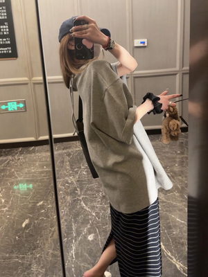 81%棉 空气感大廓形T恤 后系带镂空宽松小众T 紧密棉双面针织短袖