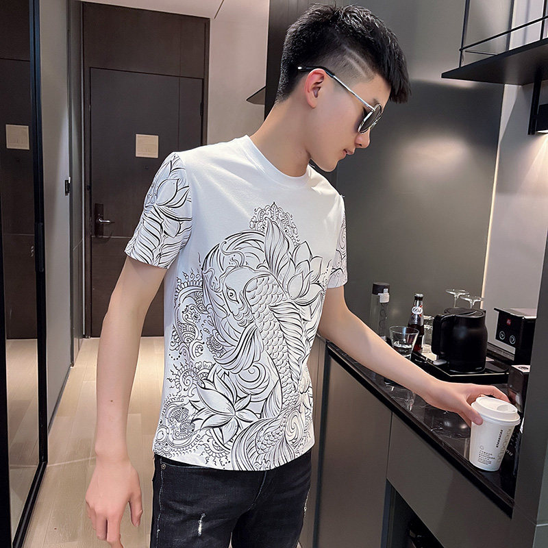 2021夏季圆领青春半袖修身短袖t恤衫男 TX251-P38 控58 白1图片