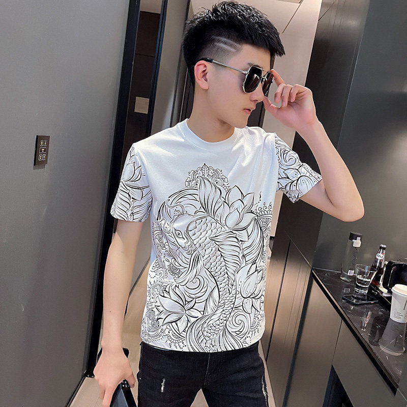 2021夏季圆领青春半袖修身短袖t恤衫男TX251-P38控58黑,男装T恤,电商A343