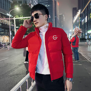 冬季社会小伙棉衣男外套修身保暖棉服 红 A343-CF59-P118图片