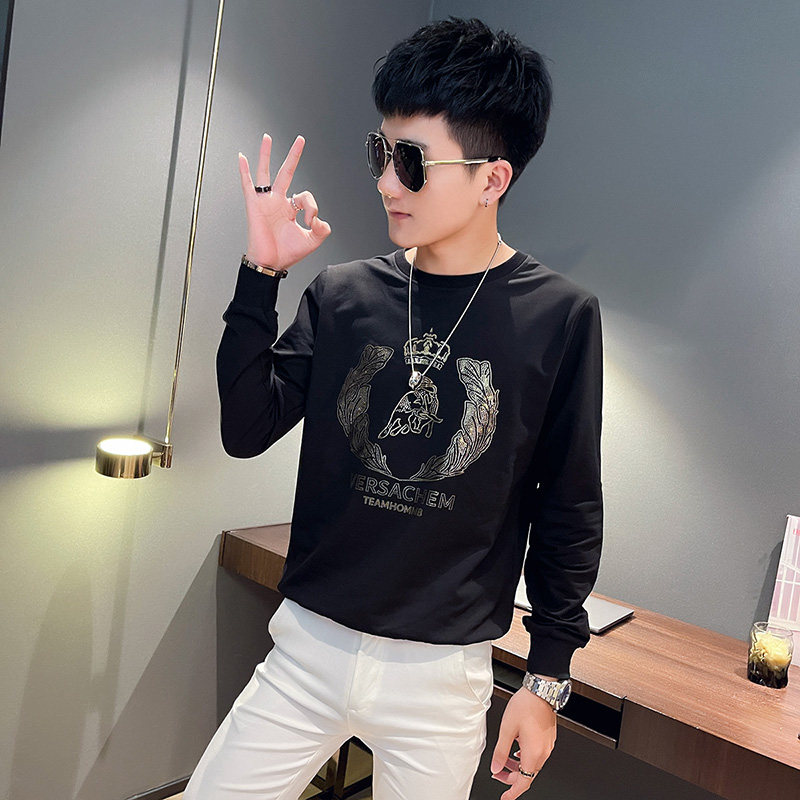 WY77秋装社会精神小伙修身卫衣男套头衫白1,男装卫衣,电商A343
