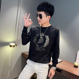 WY77秋装社会精神小伙修身卫衣男套头衫白，男装卫衣，电商A343