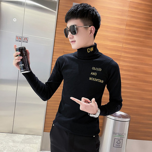 秋冬社会精神小伙高领针织套头毛线衣潮 黑 A343-MY97-P68 控98图片