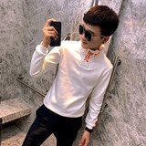 2021秋款社会小伙修身套头卫衣男生卫衣A343-WY31黑，男装卫衣，电商A343