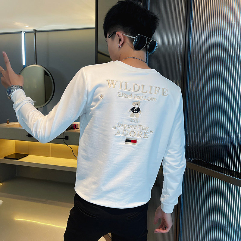 WY74秋装社会精神小伙修身卫衣男套头衫黑,男装卫衣,电商A343