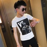 TX197-P35控58短袖T恤衫社会小伙半袖修身tee绿，男装T恤，电商A343