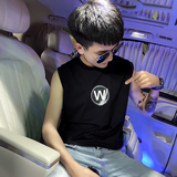 夏季背心男士无袖t恤社会小伙宽松汗衫坎肩A343-BX14-P35白，男装背心/马甲，电商A343