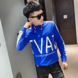 秋季社会精神小伙修身ins卫衣潮流男A343-WY51蓝1，男装卫衣，电商A343