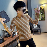 秋冬社会小伙条纹针织套头毛线衣男潮A343-MY84-P75控95黑1，男装针织衫/毛衣，电商A343