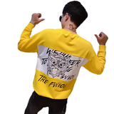 秋装精神小伙ins修身圆领卫衣男潮流A343-WY55-P55控75白1，男装卫衣，电商A343
