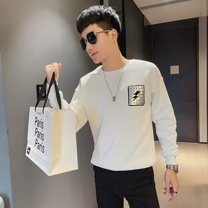 WY88 秋装社会精神小伙修身卫衣男套头衫 黑1图片