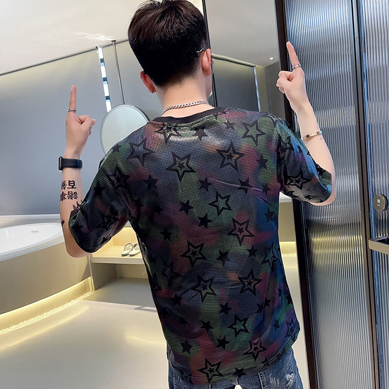 TX260-P40控60夏季短袖T恤衫社会小伙宽松印花半袖tee潮黑,男装T恤,电商A343