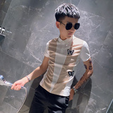夏季条纹修身短袖POLO衫男社会小伙半袖t恤A343-PL49-P45黑，男装Polo衫，电商A343