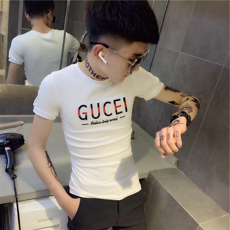 2021夏季新款小码短袖T恤衫社会小伙半袖A343-TX55-P38（白）,男装T恤,电商A343