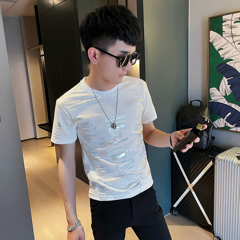T短袖T恤衫社会小伙半袖修身tee黑,男装T恤,电商A343