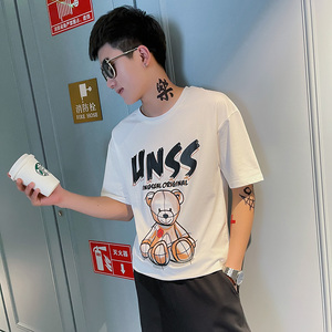 2021夏季圆领青春半袖宽松短袖t恤衫男 TX245-P40 控60 绿图片