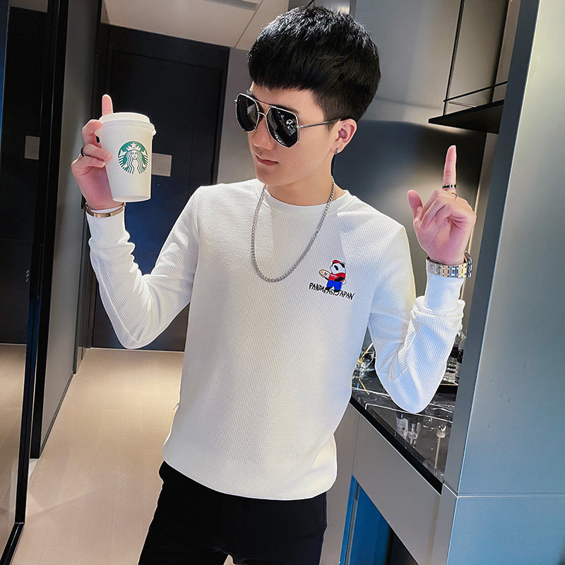 WY84秋装社会精神小伙修身卫衣男套头衫白,男装卫衣,电商A343