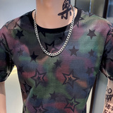 TX260-P40控60夏季短袖T恤衫社会小伙宽松印花半袖tee潮黑，男装T恤，电商A343