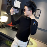 社会小伙领口刺绣织加厚半高领毛线衣男潮A343-MY92-P75白1，男装针织衫/毛衣，电商A343