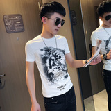 TX199-P35控58短袖T恤衫社会小伙半袖修身tee白，男装T恤，电商A343