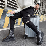 冬季社会小伙工装裤潮加绒加厚束脚裤子黑1A343-CK35-P78控108，男装休闲裤，电商A343