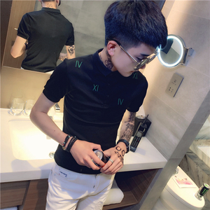 男士修身短袖POLO衫男韩版半袖 A343-PL23-P45 （黑）图片