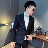 秋冬社会小伙修身小西装男西服外套A343-XZ10黑2，男装西服，电商A343