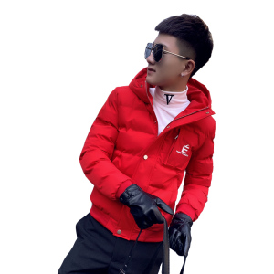冬装社会小伙连帽棉衣男外套修身棉服 红 A343-CF36-P125 控155图片