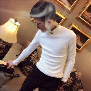 社会小伙半高领打底衫T恤修身男潮小码 A343-T图片
