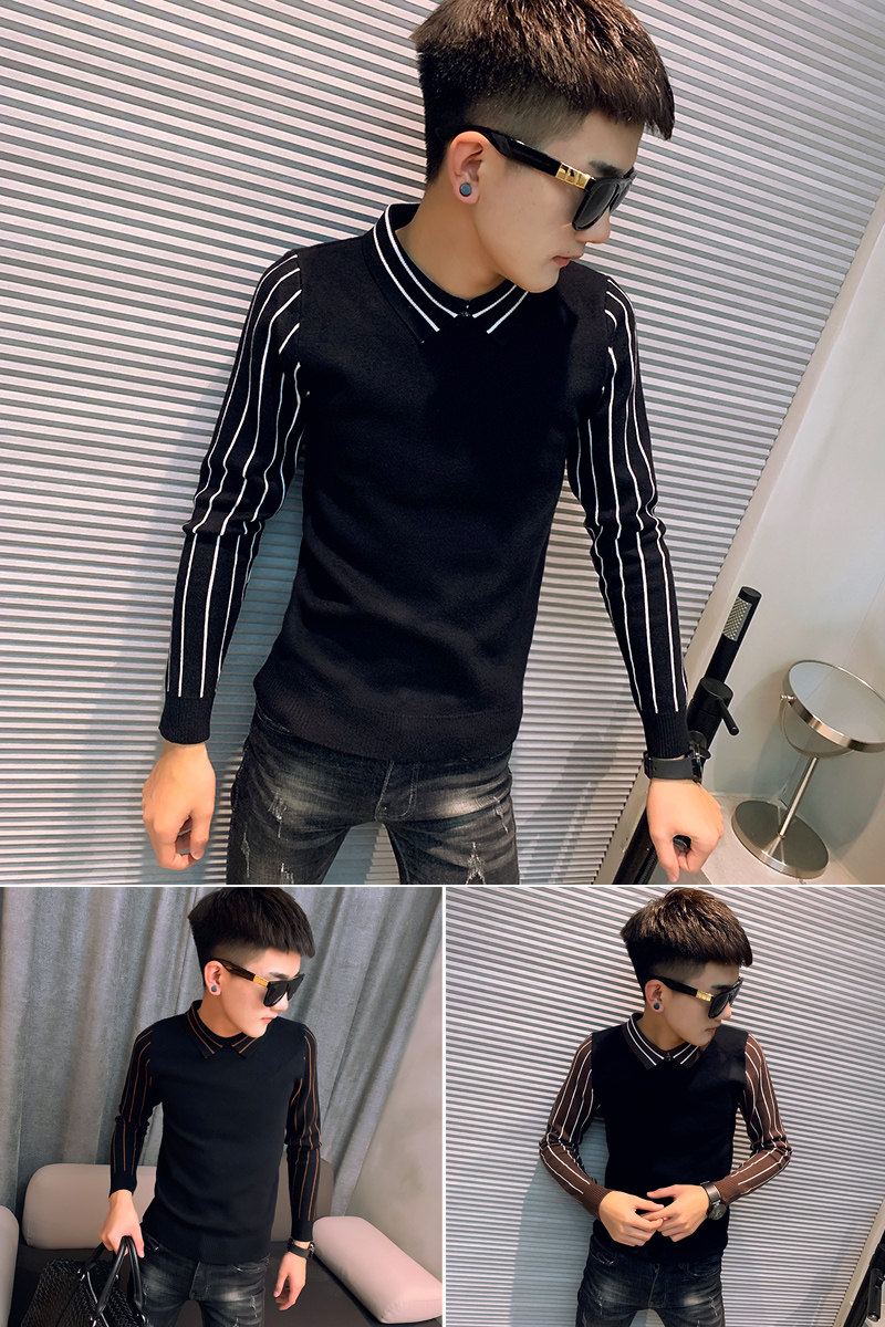019秋冬新款社会小伙修身针织衫毛衣潮流男502-MY26-P68咖色,男装针织衫/毛衣,电商A343
