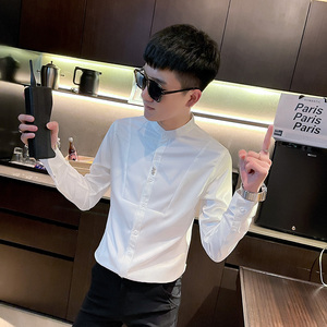 CS168 秋装社会小伙修身长袖衬衫男衬衣 黑图片