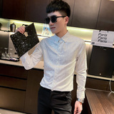 CS167秋装社会小伙修身长袖衬衫男衬衣黑1，男装衬衫，电商A343